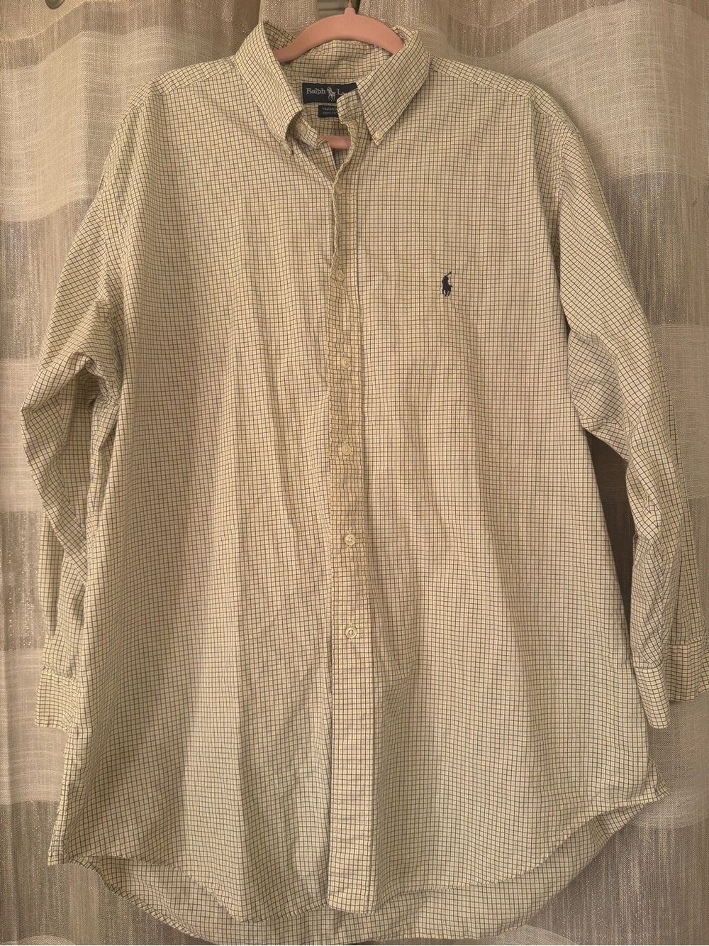 Vintage Polo by Ralph Lauren Light Green & Navy Micro-Check Button-Down Shirt